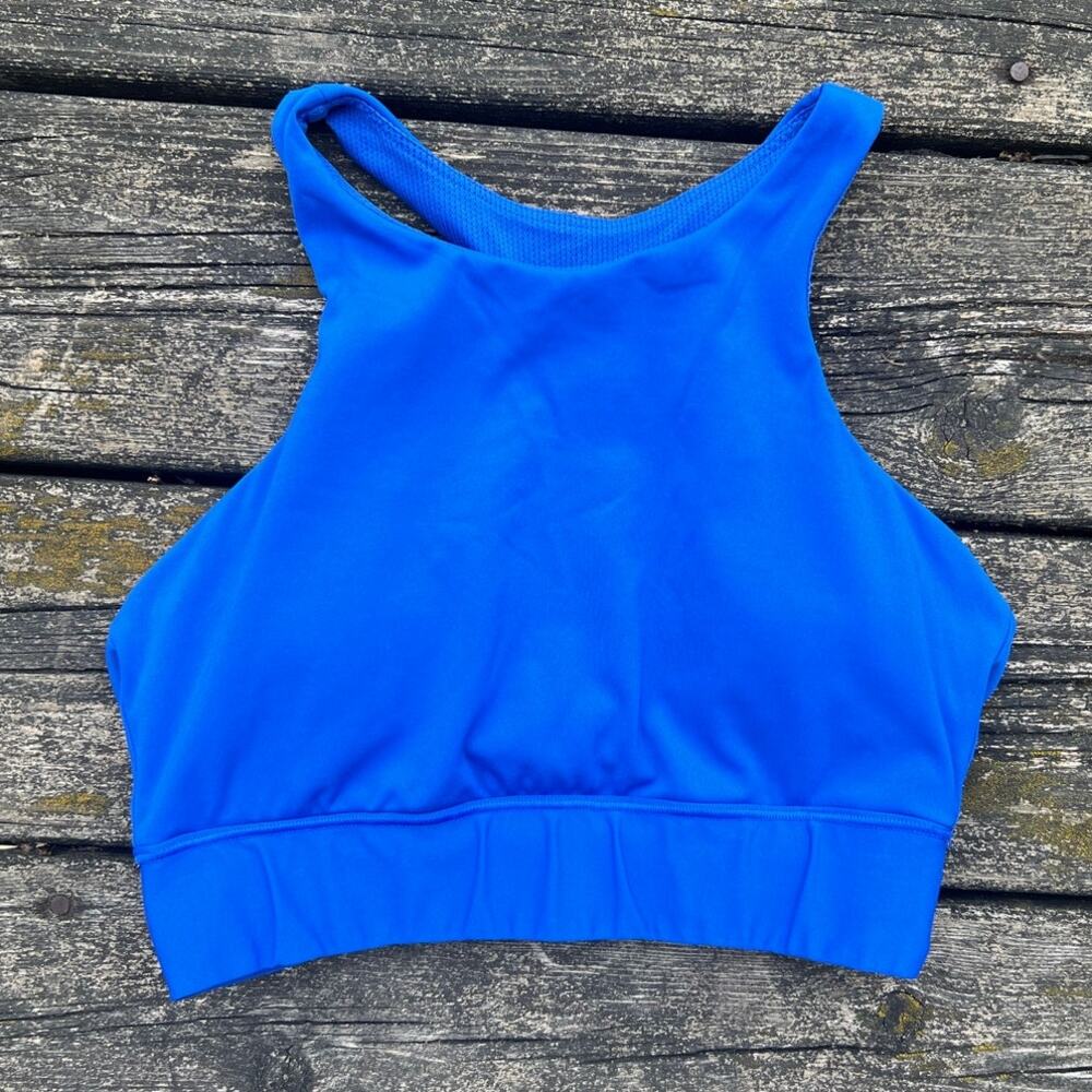 Athleta Blue Racerback High Neck Sports Bra Workout Tank Top Size S‎